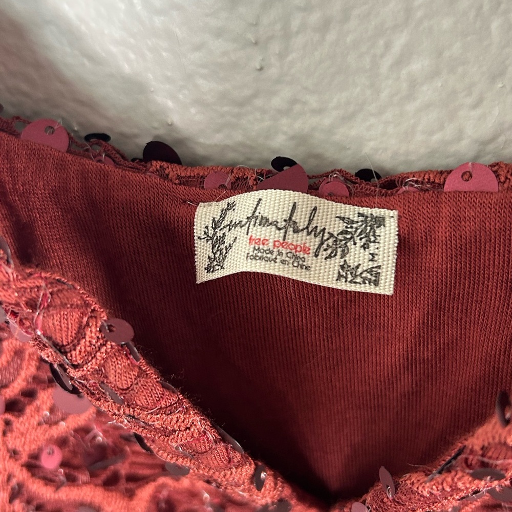Intimately Free People At First Sight Bodysuit in Terracotta Red Sequin Medium - Picture 3 of 5
